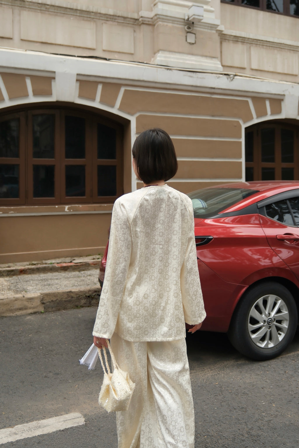 Soft Blossom Silk Set in White - side view | RoseBae