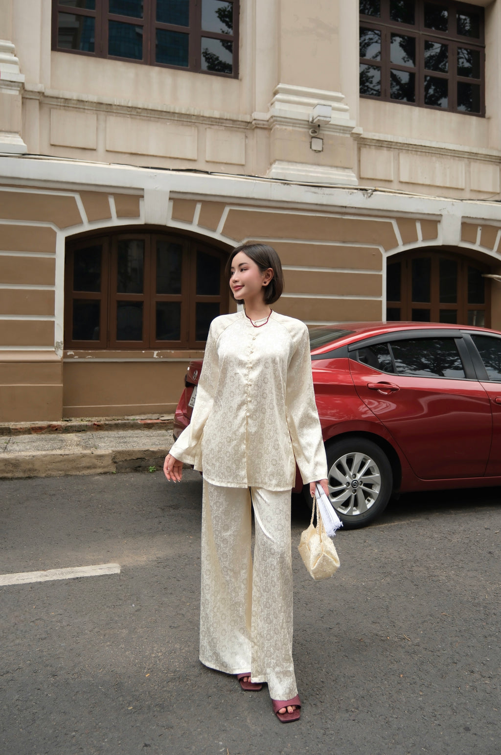Soft Blossom Silk Set in White - front view | RoseBae