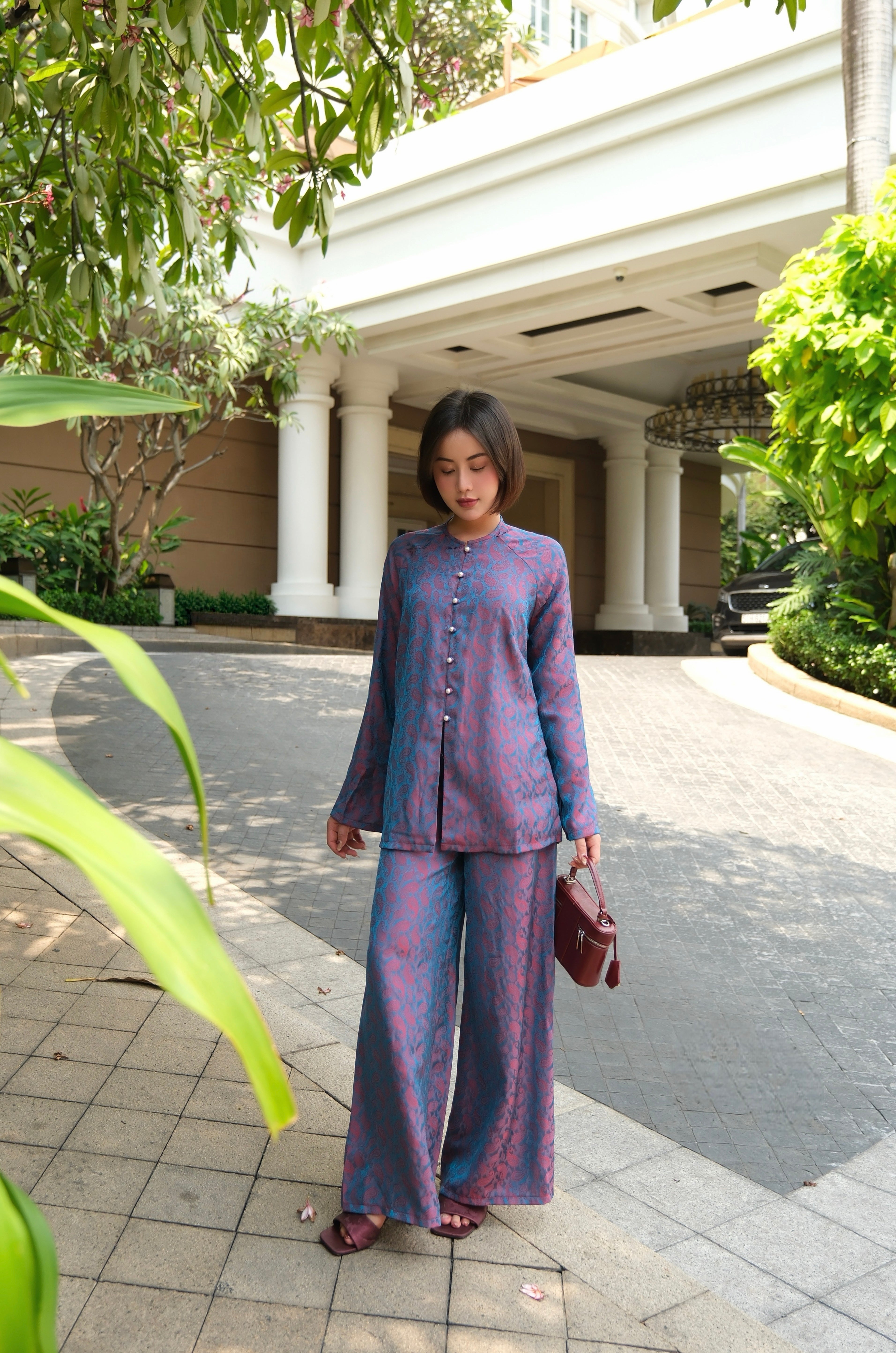 Soft Blossom Silk Set - Navy