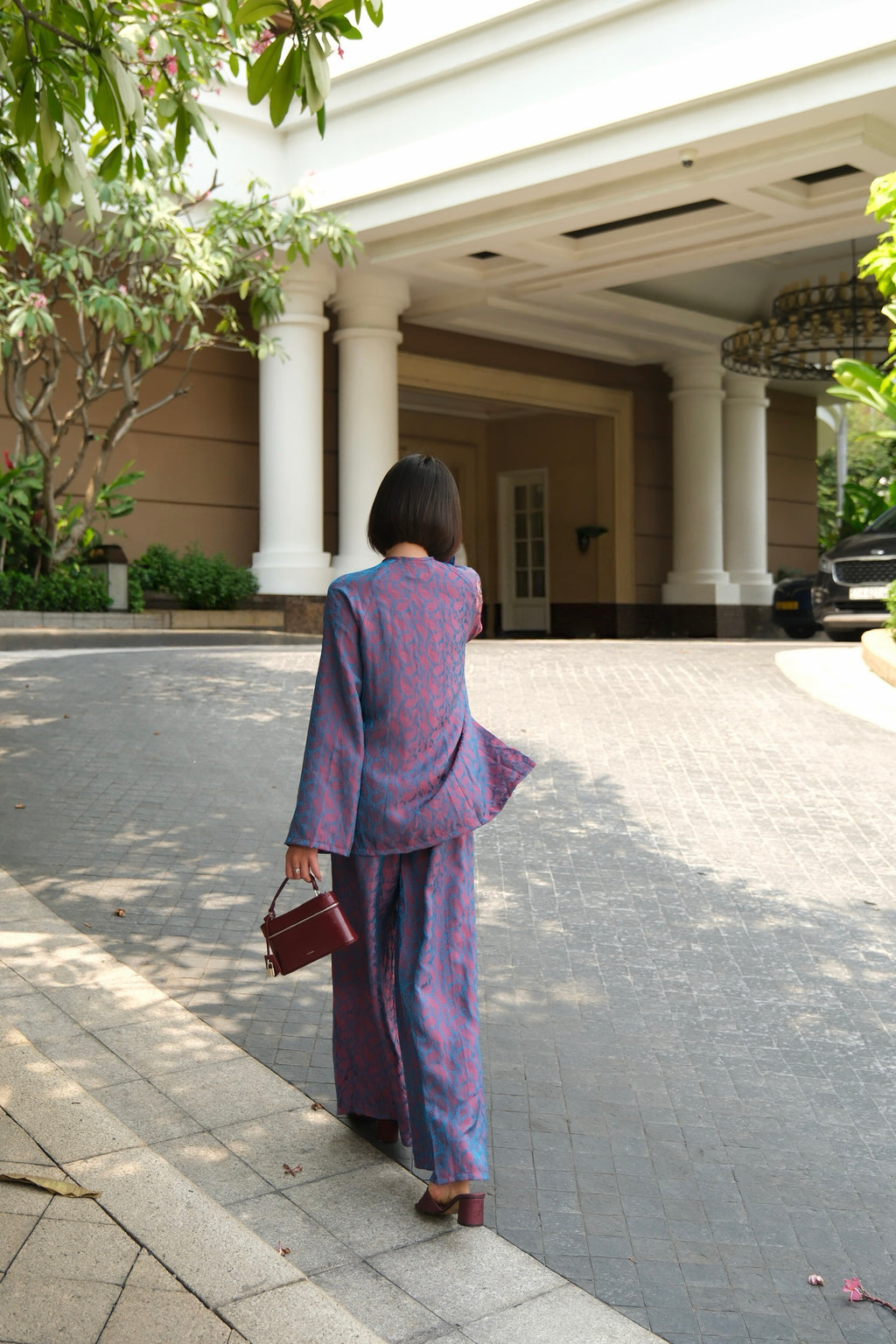 Soft Blossom Silk Set in Navy - back view | RoseBae