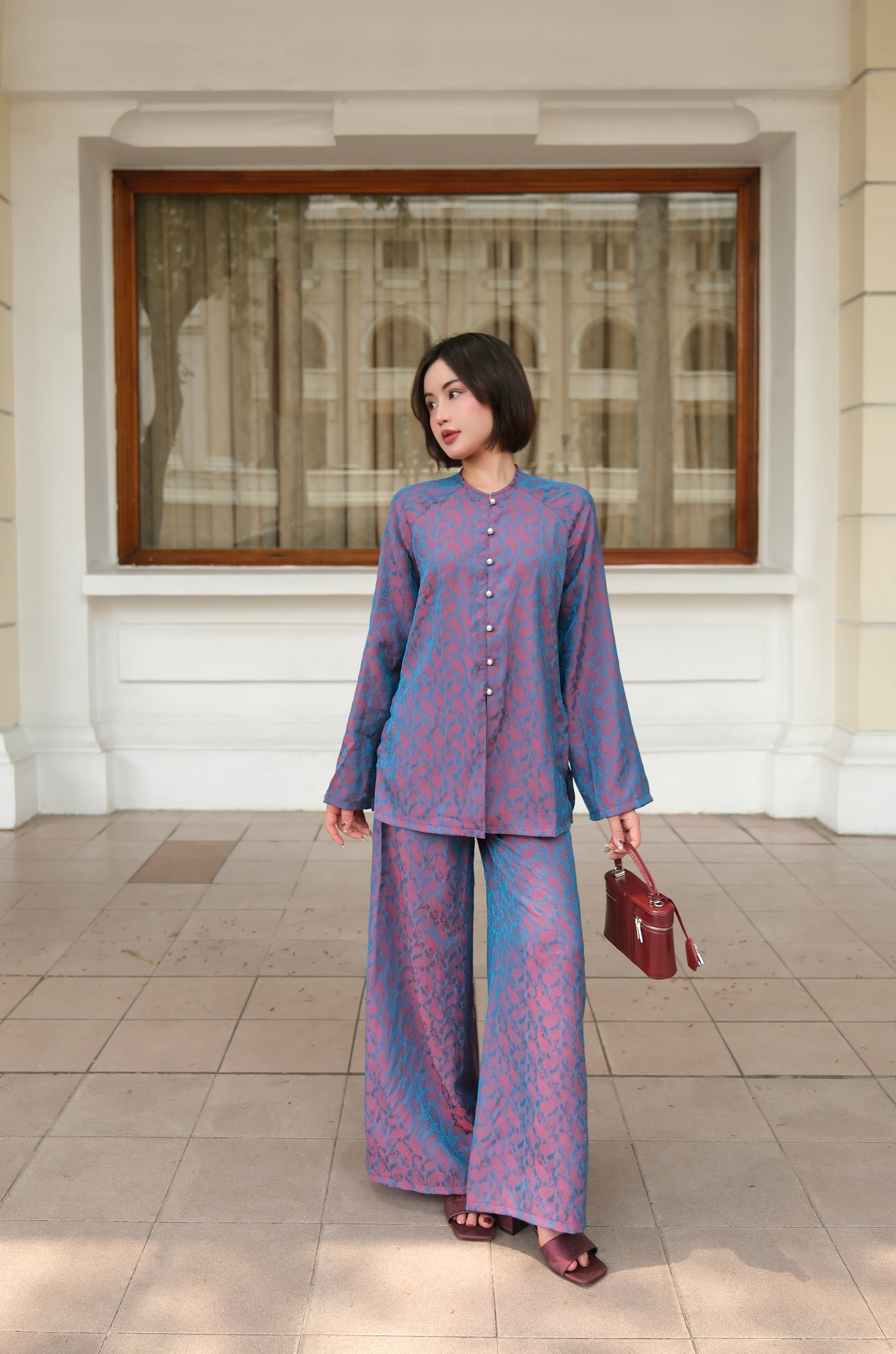 Soft Blossom Silk Set - Navy