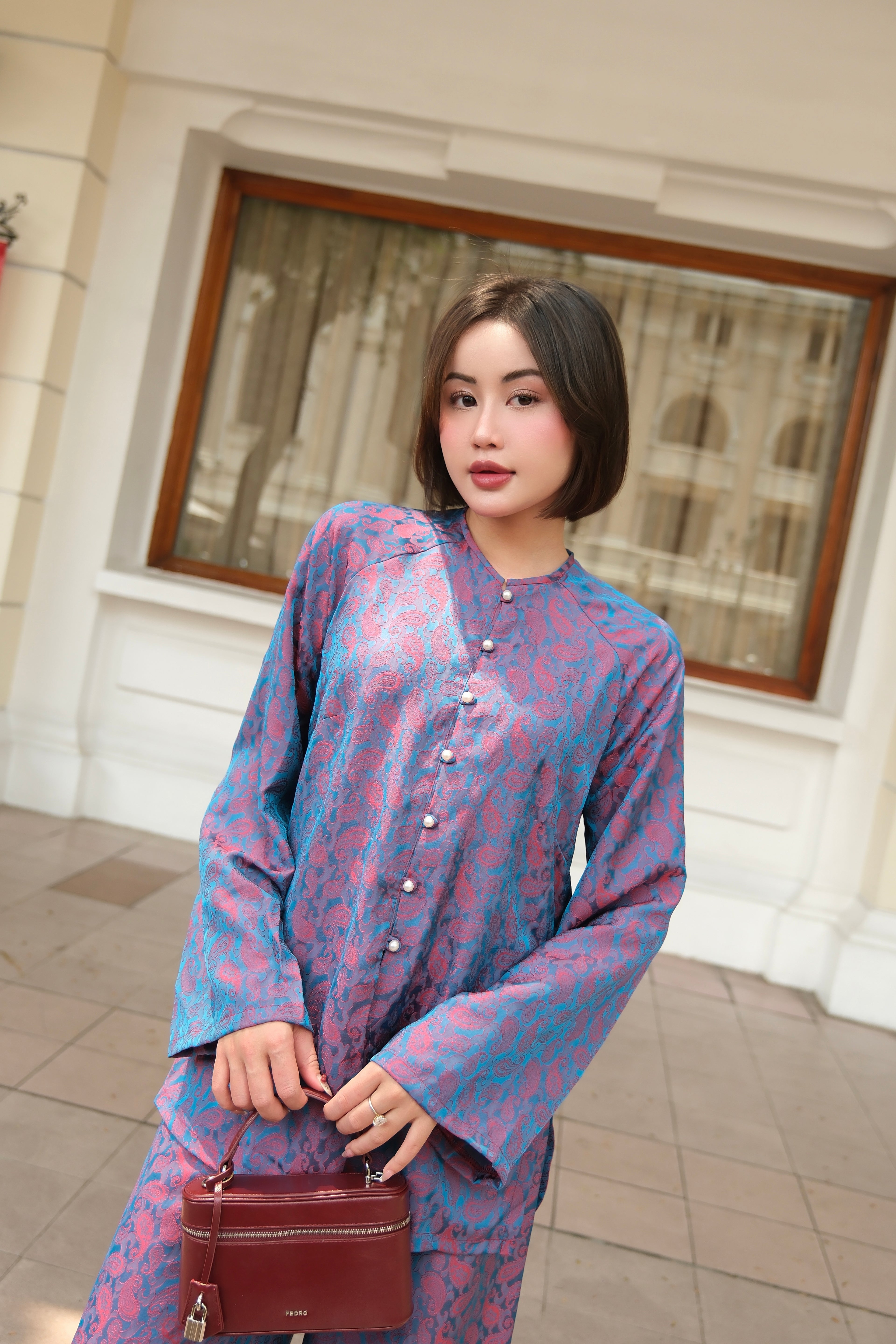 Soft Blossom Silk Set in Navy - style view | RoseBae