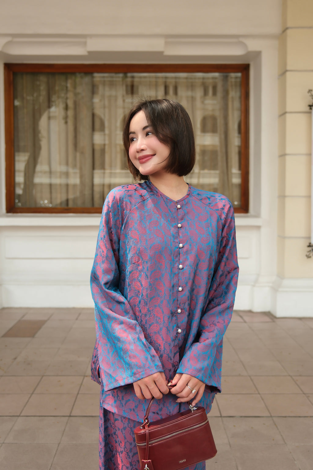 Soft Blossom Silk Set in Navy - lifestyle shot | RoseBae