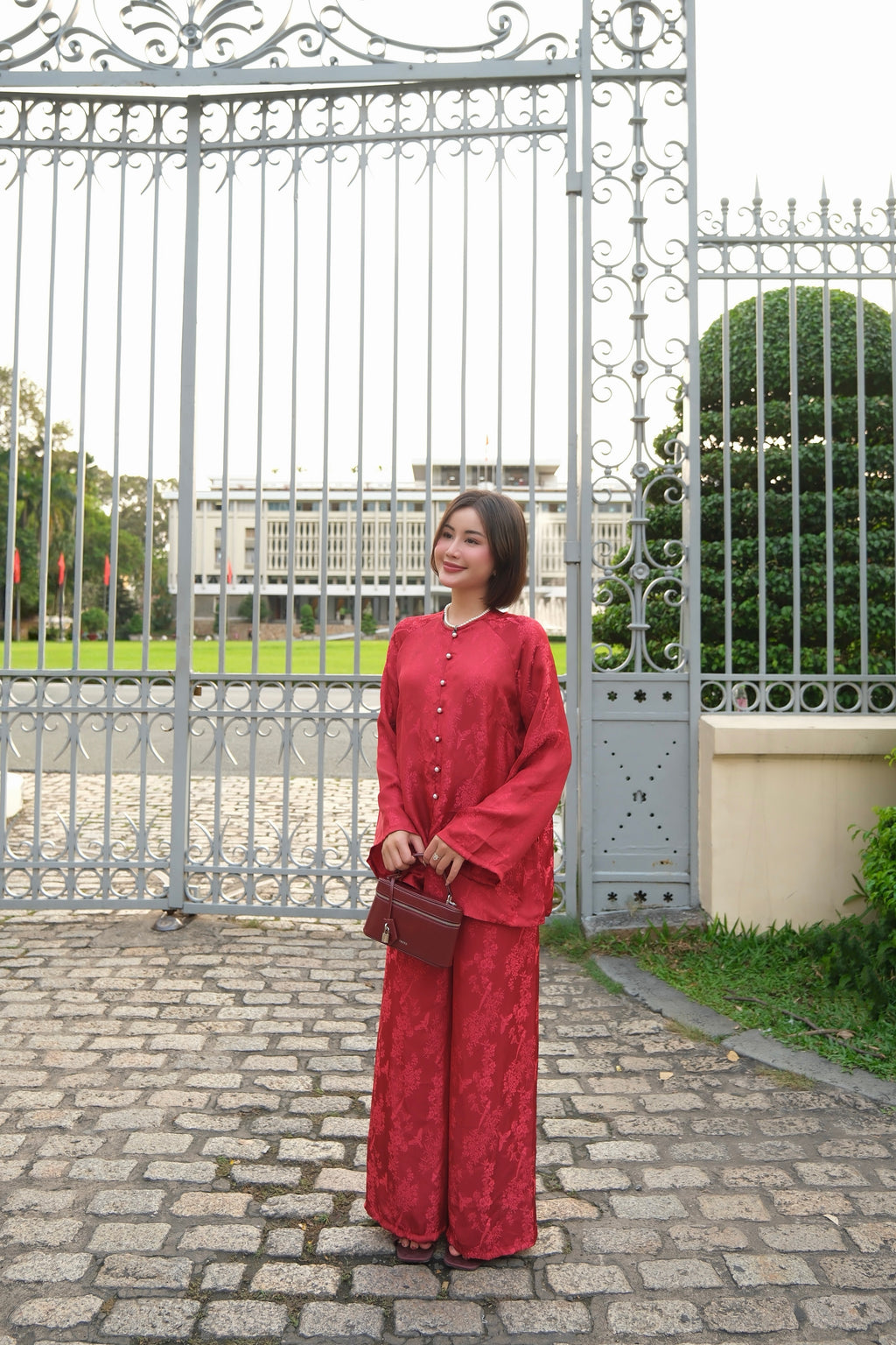 Soft Blossom Silk Set in Red - front view | RoseBae
