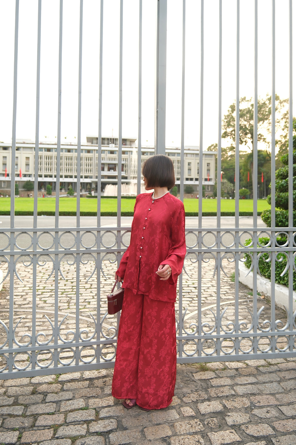 Soft Blossom Silk Set in Red - side view | RoseBae